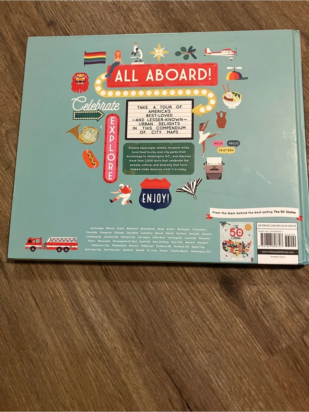 50 Cities of the U.S.A. Kids Book - Bright Yellow Cover